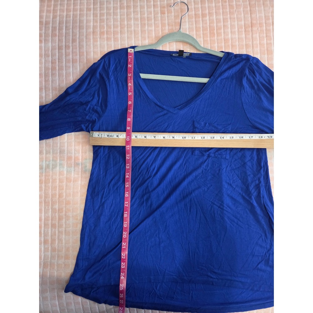 e & Gauge Royal Blue V-Neck Pocket Top Women's XL Long Sleeve Relaxed Fit - Picture 4 of 5